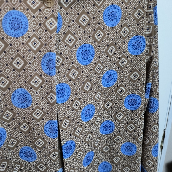 DIANE VON FURSTENBERG TAN BLUE 1 BUTTON JACKET TOP M Modest boho - Picture 4 of 7